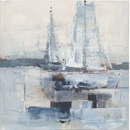 Taulu Home4You 100x100 cm, purjeveneet merellä, harmaa