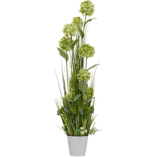 Artificial flower IN GARDEN H120cm, green hydrangea, grass with pot