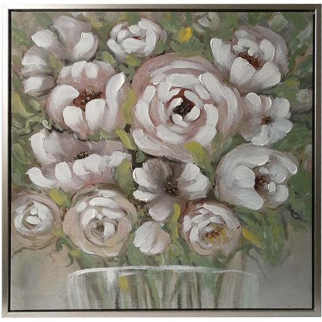 Wall art WALLY 60x60cm, white flowers