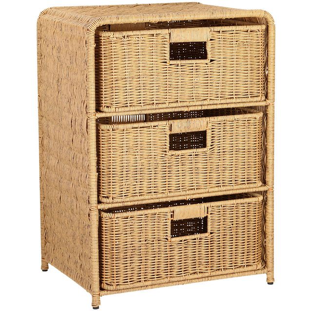 Shelf with 3 baskets BASILE 40x30xH56cm, natural