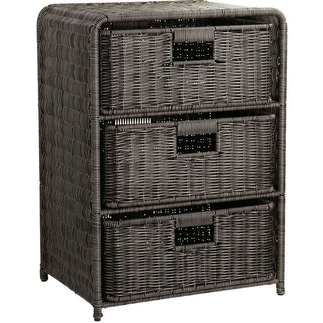 Shelf with 3 baskets BASILE 40x30xH56cm, dark