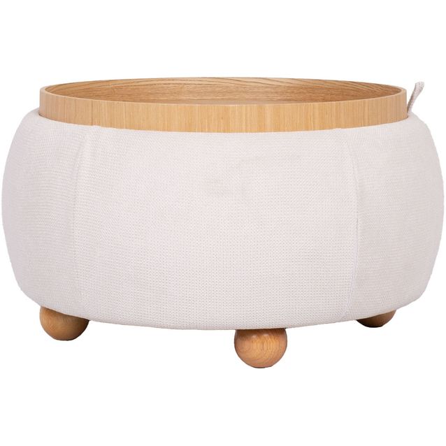 Ottoman/ table HIRO D67xH38cm, white, with storage
