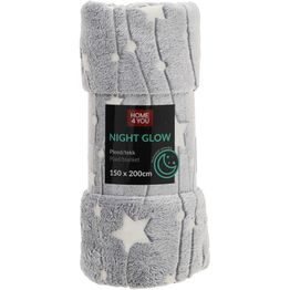 Torkkupeitto Home4You NIGHT LIGHT 150x200 cm, tähdet, harmaa