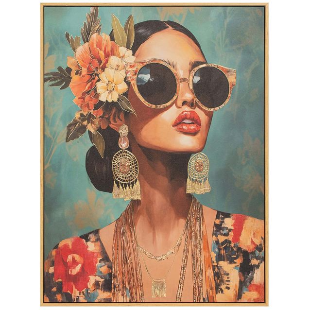 Wall art 80x100cm, woman with flowers