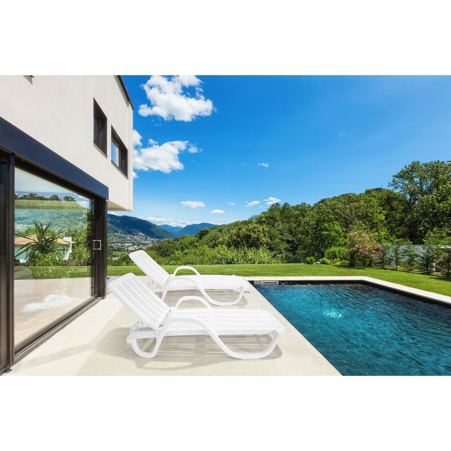 Aurinkotuoli Linento Garden Sunlounger muovi valkoinen