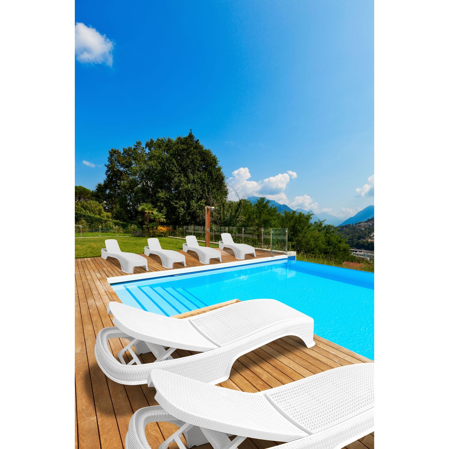 Aurinkotuoli Linento Garden Royal Rattan Sunlounger muovi valkoinen