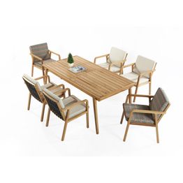 Ruokailuryhmä Linento Garden Clivia pöytä + 6 tuolia beige