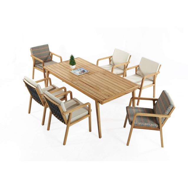 Ruokailuryhmä Linento Garden Clivia, pöytä + 6 tuolia, beige