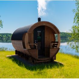 Tynnyrisauna Valter Basic ARCTIC FINLAND HOUSE Ø 2,3x4,2 m sis. kiuas ja hormi