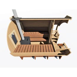 Tynnyrisauna Alex Basic ARCTIC FINLAND HOUSE Ø 2,3x3 m sis. kiuas ja hormi