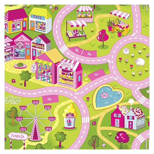 Lastenhuoneen matto Sweet Town Liikenne eri kokoja