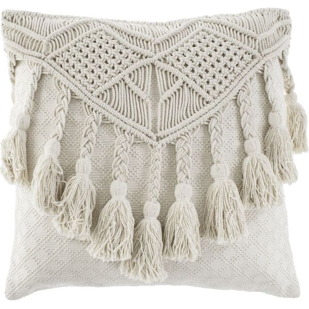 Koristetyyny AmandaB Collection Macramee Bali, 45x45cm, vaalea
