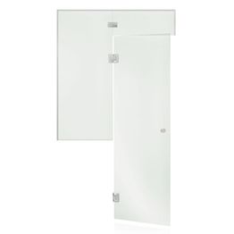 Saunan lasiseinä Andres Glass, ovi, lisäpala, ikkuna, saranat keskellä, vasen