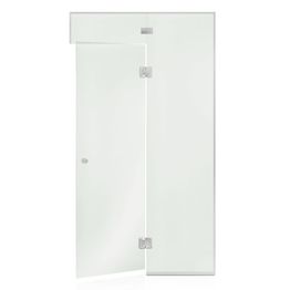 Saunan lasiseinä Andres Glass, ovi, lisäpala, korkea ikkuna, saranat keskellä, oikea