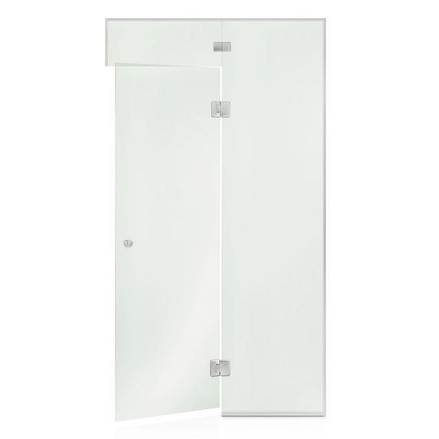 Saunan lasiseinä Andres Glass, ovi, lisäpala, korkea ikkuna, saranat keskellä