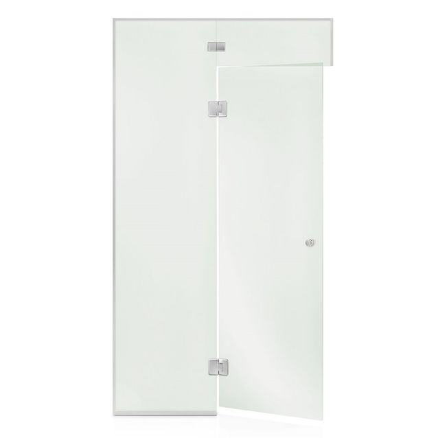 Saunan lasiseinä Andres Glass, ovi, lisäpala, korkea ikkuna, saranat keskellä