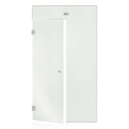 Saunan lasiseinä Andres Glass, ovi, lisäpala, korkea ikkuna, saranat sivulla, vasen