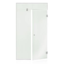 Saunan lasiseinä Andres Glass, ovi, iso lisäpala, korkea ikkuna, saranat sivulla, oikea