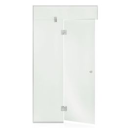 Saunan lasiseinä Andres Glass, ovi, iso lisäpala, korkea ikkuna, saranat keskellä, vasen