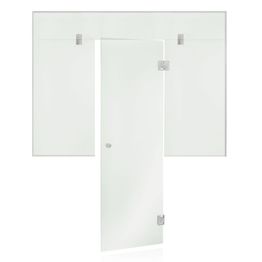 Saunan lasiseinä Andres Glass, ovi, lisäpala, kaksi ikkunaa, saranat keskellä, oikea