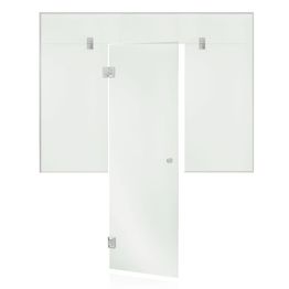 Saunan lasiseinä Andres Glass, ovi, lisäpala, kaksi ikkunaa, saranat keskellä, vasen