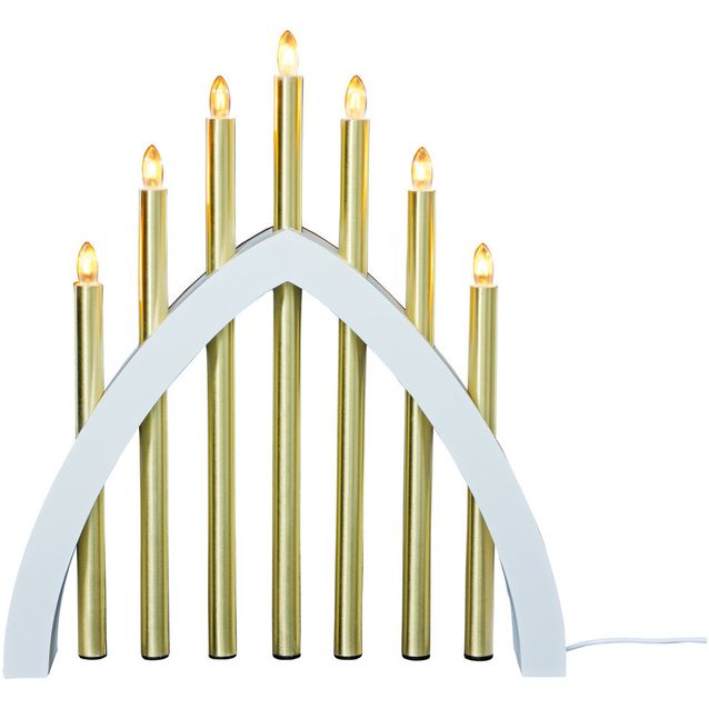 Adventtikynttelikkö Aneta Lighting Gotland, 7-osainen, valkoinen/mattamessinki