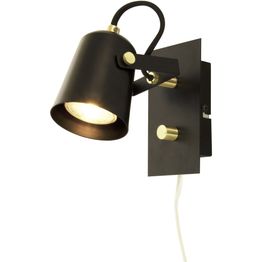 Seinävalaisin Aneta Lighting Metz musta/mattamessinki