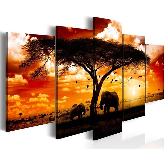 Taulu Artgeist Lintuparvi yli savannin eri kokoja