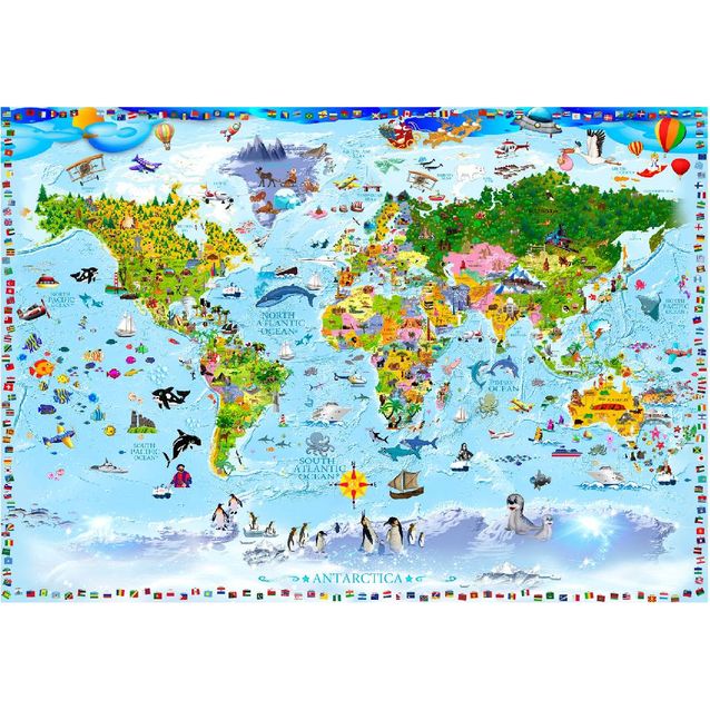 Lastenhuoneen tapetti Artgeist World Map for Kids, eri kokoja