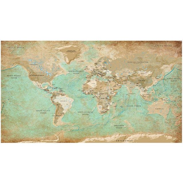 Sisustustarra Artgeist Turquoise World Map II 280x490cm