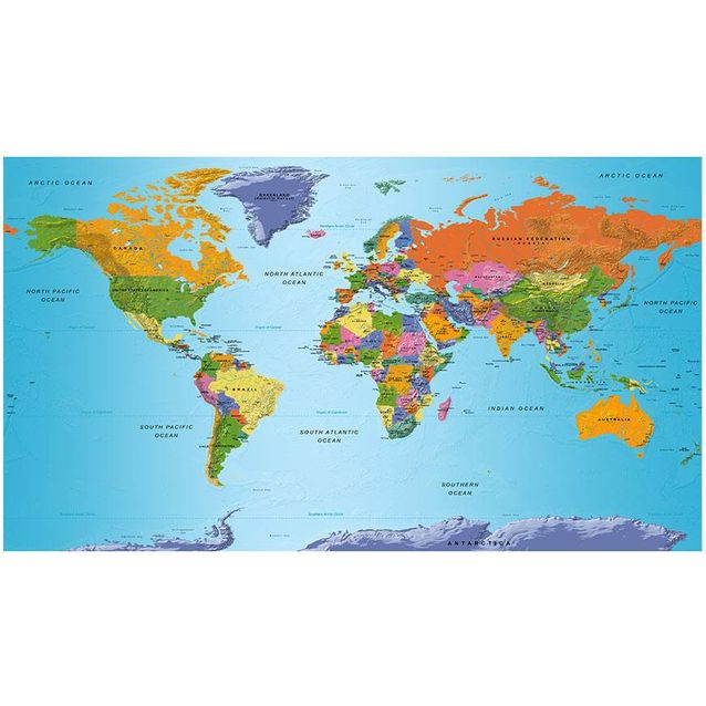 Sisustustarra Artgeist World Map: Colourful Geography II 280x490cm