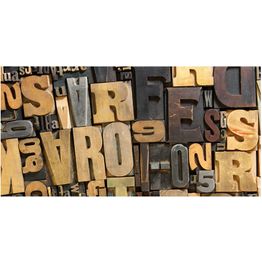 Kuvatapetti Artgeist Puiset kirjaimet, 550x270cm, ruskea