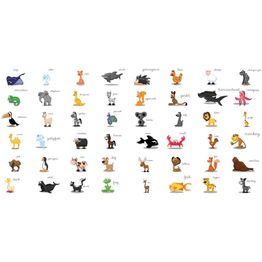 Lastenhuoneen tapetti Artgeist Learning by playing - animals, 550x270cm