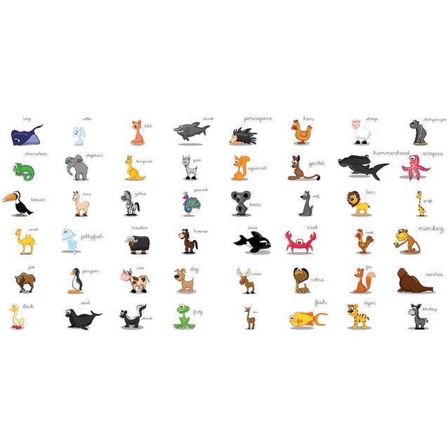 Lastenhuoneen tapetti Artgeist Learning by playing - animals, 550x270cm