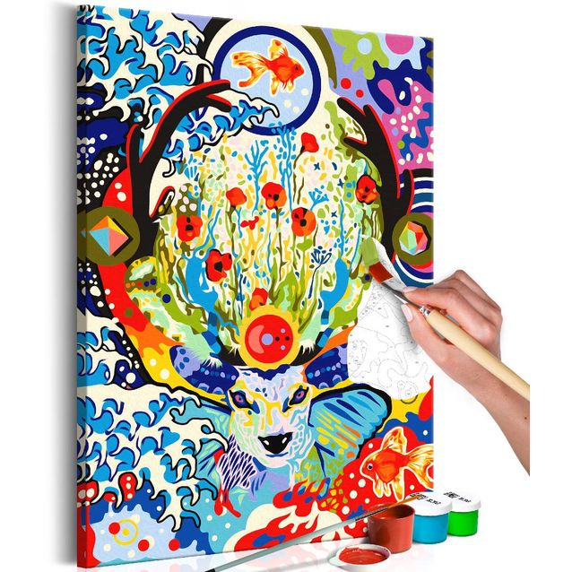 DIY-taulu Artgeist Deer and Flowers 60x40cm