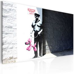 Canvas-taulu Artgeist Police guard and pink balloon dog - Banksy, 40x60cm