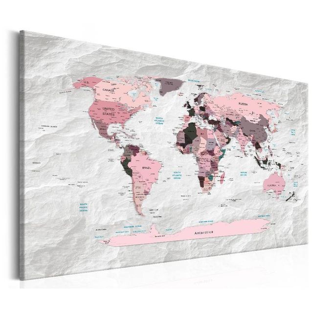 Taulu Artgeist World Map: Pink Continents eri kokoja