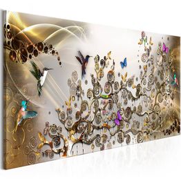 Canvas-taulu Artgeist Hummingbirds Dance Gold, eri kokoja