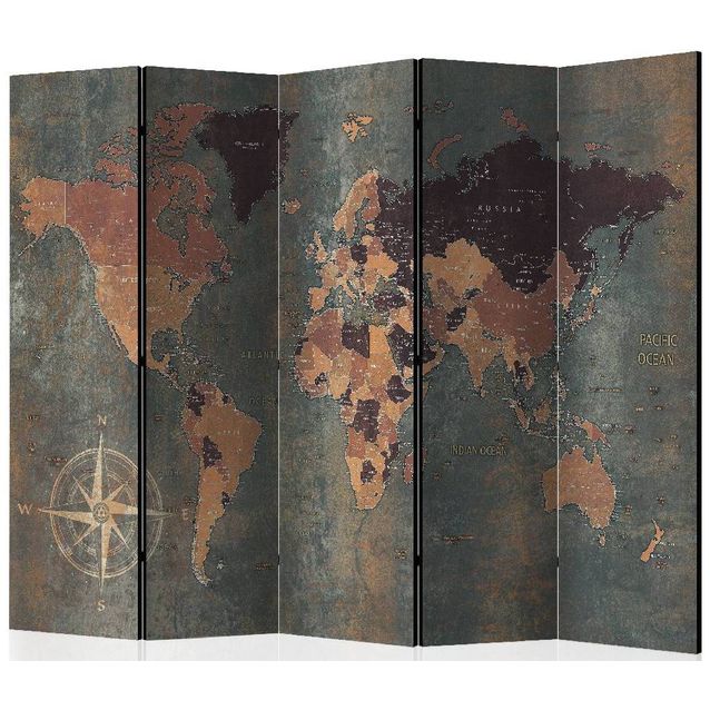 Sermi Artgeist Map in browns and greys, 225x172cm