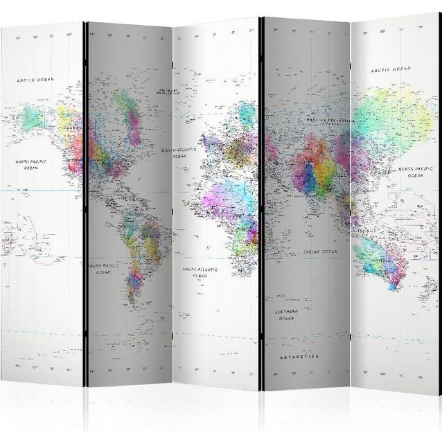 Sermi Artgeist White-colorful world map 225x172cm