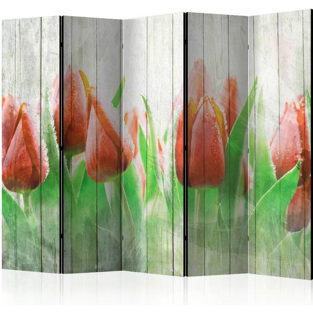 Sermi Artgeist Red tulips on wood II 225x172cm