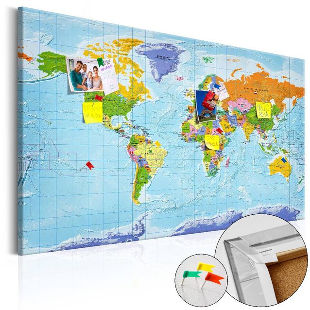 Korkkitaulu Artgeist World Map: Countries Flags, eri kokoja