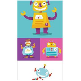 Lastenhuoneen tapetti Artgeist Colorful Robots, 50x1000cm