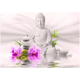 Sisustustarra Artgeist Buddha and pink orchids eri kokoja