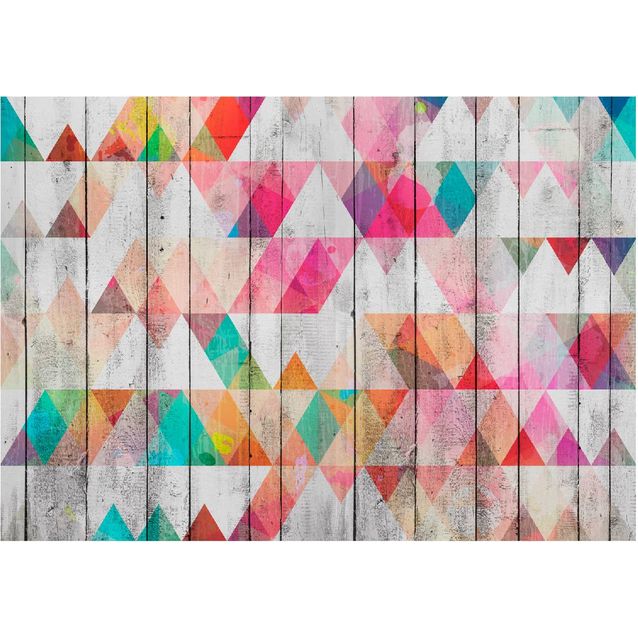 Sisustustarra Artgeist Rainbow Triangles eri kokoja