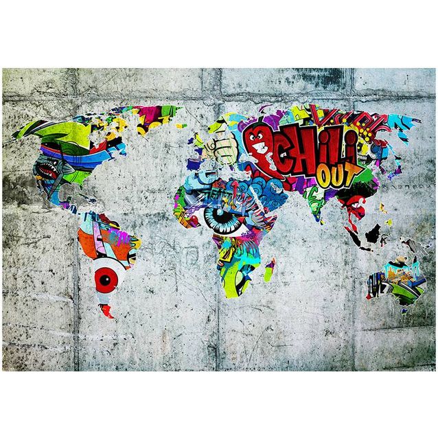 Sisustustarra Artgeist Map - Graffiti eri kokoja