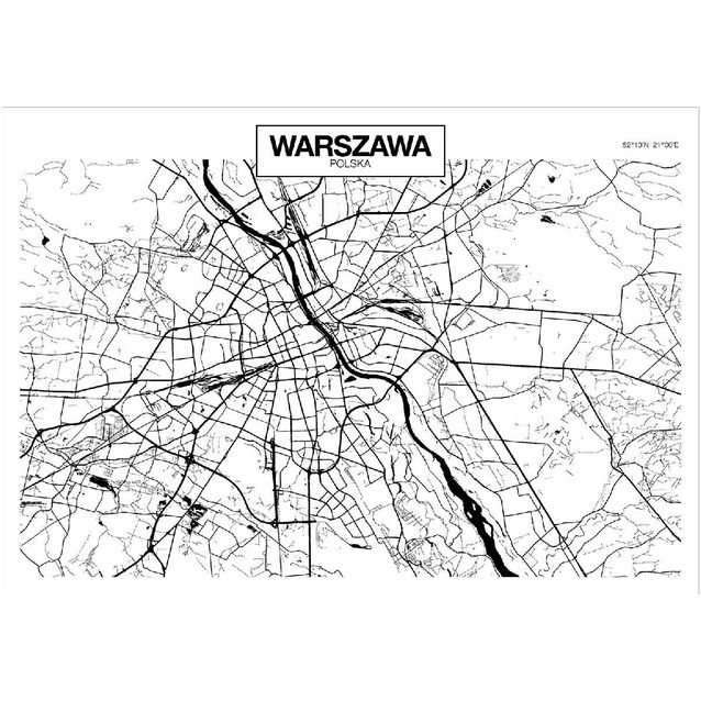 Sisustustarra Artgeist Warsaw Map eri kokoja