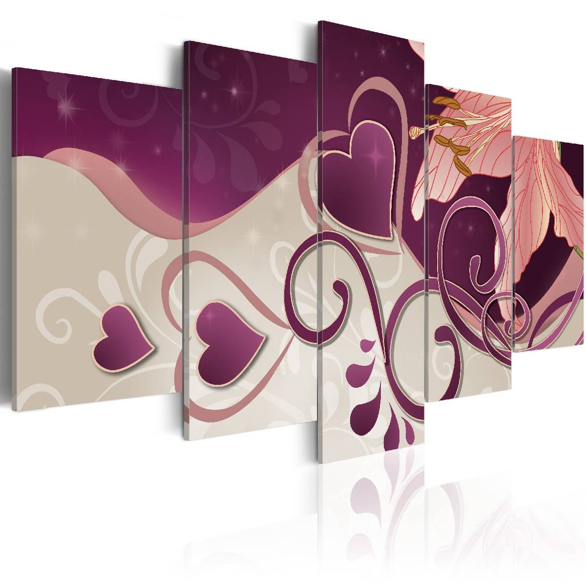 Canvas-taulu Artgeist Hearts and lily, 50x100cm