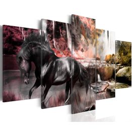 Canvas-taulu Artgeist Black horse on crimson sky background, eri kokoja