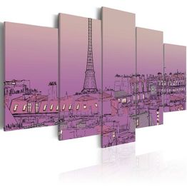 Canvas-taulu Artgeist Lavender sunrise over Paris, eri kokoja